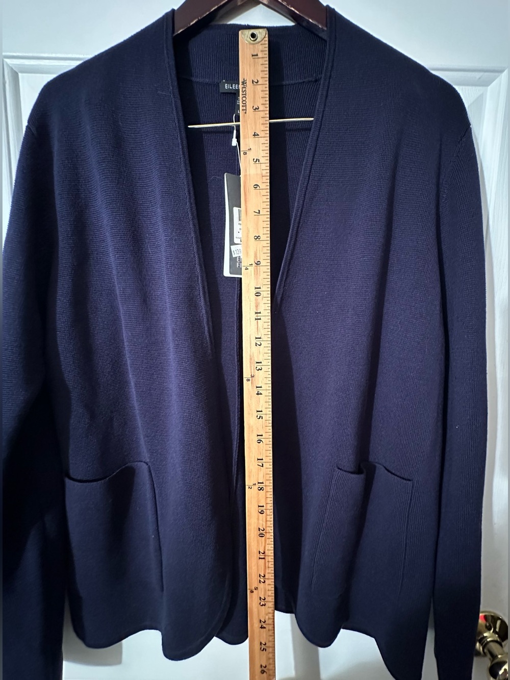 EILEEN FISHER Lrg Old Money Quiet Luxury Blue Oval Jacket Silk Organic Cotton - Picture 12 of 16
